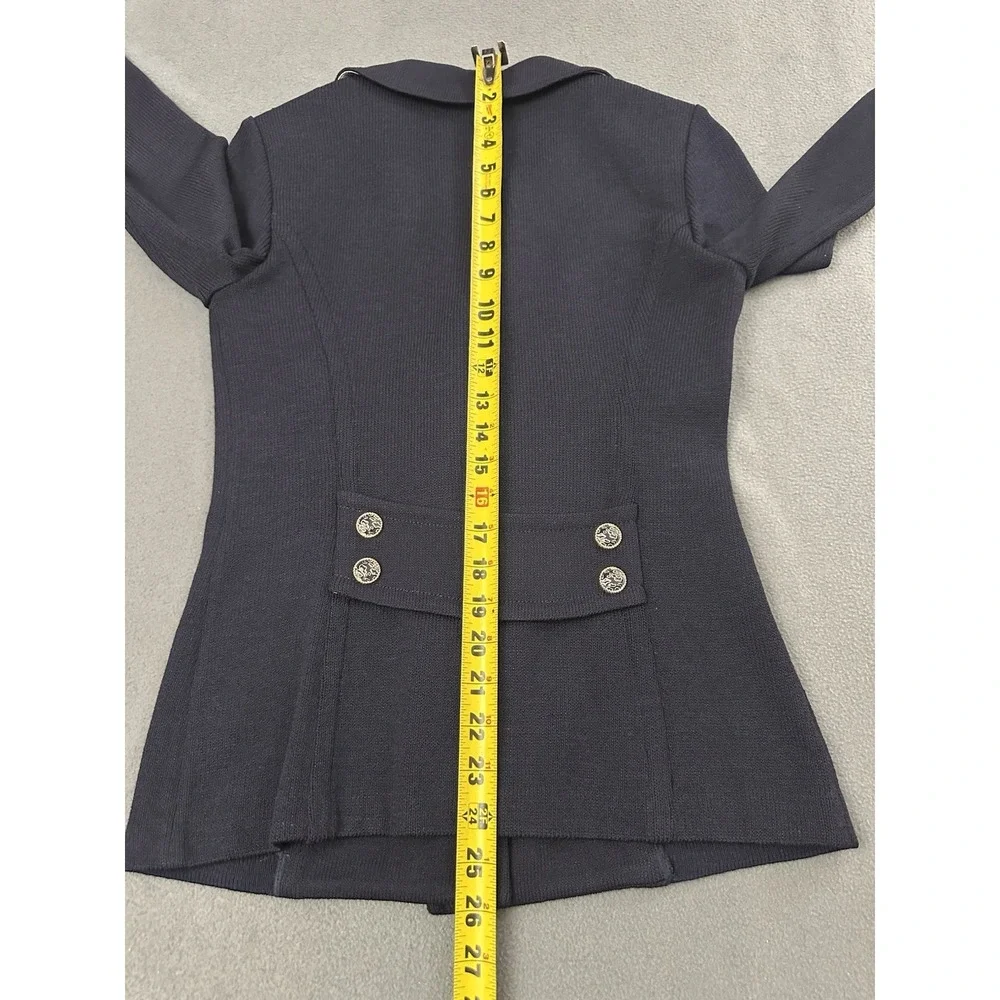 ST JOHN COLLECTION Classic Knit Sweater Blazer Size 0 Black Women Jacket Silk